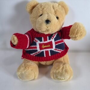 Harrods Knightsbridge Teddy Bear Plush 8"‎ Small London Union Jack Sweater 21cm